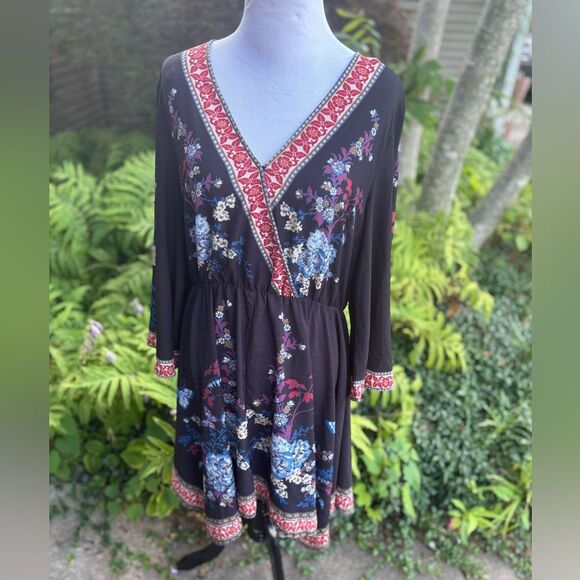 Anthropologie Flying Tomato Floral Dress with Red and Blue Details - Picture 2 of 5